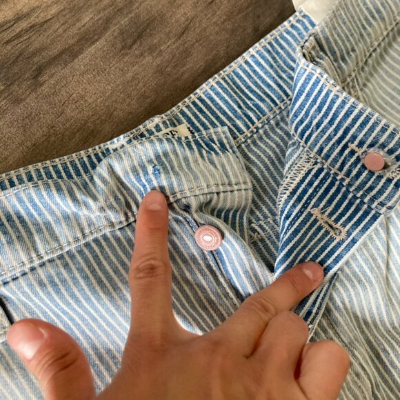 We The Free Blue Striped Flare Jeans - Picture 7 of 12